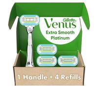 Gillette Venus Platinum Extra Smooth Razors for Women 1 Venus Razor 4 Razor Blade Refills Metal Handle with Anti-Slip Grip