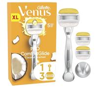 Gillette Venus Pro ComfortGlide Coconut Scented Women’s Razor with Olay Moisturiser, 1 Refill Razor Cartridges, Reusable Metal Handle and Shower Holder