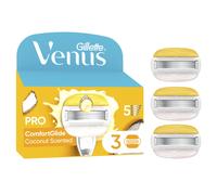Gillette Venus Pro ComfortGlide Coconut Scented Women's Blades with Olay Moisturiser, 3 Refill Razor Cartridges, Reusable Metal Handle