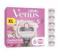 Gillette Venus Pro ComfortGlide Pomegranate Scented Tropical Women’s Blades with Olay Moisturiser, 6 Refill Blades Cartridges, Reusable Metal Handle and Shower Holder