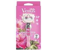 Gillette Venus Pro ComfortGlide Pomegranate Scented Tropical Women’s Razor with Olay Moisturiser, 1 Refill Razor Cartridges, Reusable Metal Handle and Shower Holder