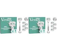 Gillette Venus Pro ComfortGlide Sensitive Women’s Razor with a Touch of Aloe, 1 Refill Razor Cartridges, Reusable Metal Handle and Shower Holder (Pack of 2)