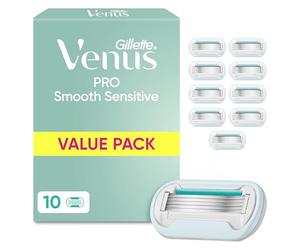 Gillette Venus Pro Smooth Sensitive Razor Blade Refills for Women, 10 Count - 5-Blade System, SkinCushion Technology, Aloe Vera Comfort, Long-Lasting Shave, Dermatologically Tested for Sensitive Skin