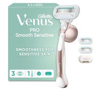 Gillette Venus Pro Smooth Sensitive Women’s Razor for Sensitive Skin, 1 Refill Razor Cartridges, Reusable Metal Handle and Shower Holder