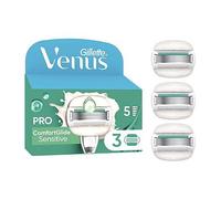 Gillette Venus Razor Blades, PRO ComfortGlide Sensitive 5 Blade Womens Razor Blades X3