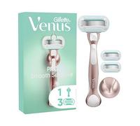 Gillette Venus Deluxe Smooth Sensitive Women's Razor with Rose Gold Metal Handle + 3 Refill Blades