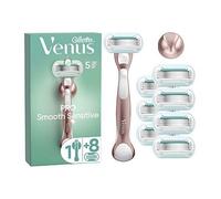 Gillette Venus Razor, PRO Smooth Sensitive 5 Blade RoseGold Women's Razor + 8 Razor Blades+ Shower Hook