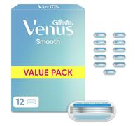 Gillette Venus Smooth Razor Blade Refills for Women, 12 Count - 3 Curve-Hugging Blades, Protective Cushions, Smooth Close Shave