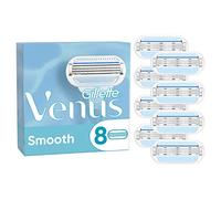 Gillette Venus Smooth Razor Blades Women, Pack of 8 Razor Blade Refills, Lubrastrip with A Touch of Botanical Oils