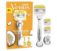 Gillette Venus Pro ComfortGlide Coconut Scented Women’s Razor with Olay Moisturiser, 1 Refill Razor Cartridges, Reusable Metal Handle and Shower Holder