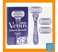 Gillette Venus Extra Smooth Swirl Women’s Razor, 3 Refill Razor Cartridges, Pivoting Reusable Handle and Shower Holder