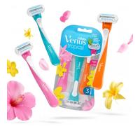 Gillette Venus Tropical Women's Disposable Razors, 3 Count - Smooth Shave | 3-Blade System, MoistureRich Strip, ComfortGrip Handle, Tropical Scented, Legs, Arms & Underarms