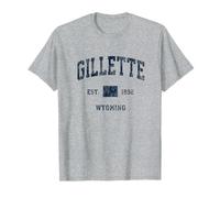 Gillette Wyoming WY Vintage Athletic Navy Sports Design T-Shirt