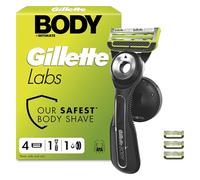 GilletteLabs Body + Intimate Razor for Men, 1 Handle & 4 Cartridges | Triple Defence System, Easy Reach Shower Grip, Anti-Ingrown & Anti-Irritation Bars, Magnetic Shower Hanger