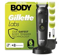 GilletteLabs i7 Body + Intimate Hair Trimmer for Men, with 3 Combs | Precision Body & Pubic Hair Trimming, SkinFirst Tech, Waterproof, Charging Stand, Shower Hanger, Pouch, 100-Min Runtime