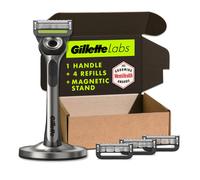 GilletteLabs with Exfoliating Bar by Gillette Razor for Men - 1 Handle 4 Razor Blade Refills Holiday Gifts for Men Includes Premium Magnetic S