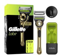 GilletteLabs With Exfoliating Bar, Razor For Men Champion Gold Edition, 1 Handle - 2 Blades, Includes Travel Case for Convenient Storage On The Go and Wall Hanger for Easy Storage in the Bathroom