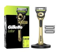 GilletteLabs With Exfoliating Bar, Razor For Men Champion Gold Edition, 1 Handle - 3 Blades, Includes Premium Magnetic Stand