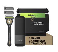 GilletteLabs With Exfoliating Bar Shaving Razor For Men 1 Handle 3 Blade Refills Includes Travel Case for Convenient Storage On The Go