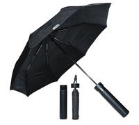 Gilley Windproof Compact Umbrella - 25.5 x 5.5 cm | Strong & Wind Resistant with Integrated Drying | Lightweight & Portable Folding Backpack Travel Umbrella for Men & Women (Black)