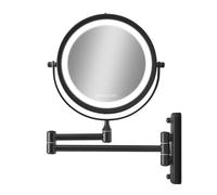 Gillian Jones - Double-Sided Wall Mirror w. LED Light & x10 Magnification - Black