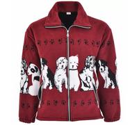 Gillicci UNISEX LADIES WOMENS MENS DOUBLE FLEECE ANIMAL PUPPIES WOLF DOLPHIN HORSE WILD PRINTED JACKET COAT (UK, Alpha, M, Regular, Regular, Red Puppies)