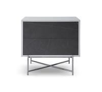 Gillmore Adriana Bedside Chests - White Wood - Grey Ceramic Marble - Dark Chrome