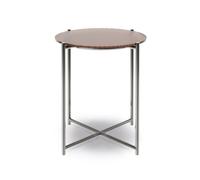 Gillmore Adriana Round Side Tables - Bronze Fluted Glass - Dark Chrome
