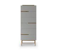 Gillmore Alberto Narrow Chests Of Drawers - Grey - Brushed Brass - 6