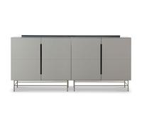 Gillmore Alberto Two & Four Door Sideboards - Four Door - Grey Matt Lacquer - Dark Chrome