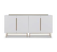 Gillmore Alberto Two & Four Door Sideboards - Four Door - White Matt Lacquer - Brass Brushed