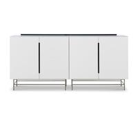 Gillmore Alberto Two & Four Door Sideboards - Four Door - White Matt Lacquer - Dark Chrome
