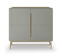 Gillmore Alberto Two & Four Door Sideboards - Two Door - Grey Matt Lacquer - Brass Brushed