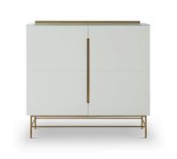 Gillmore Alberto Two & Four Door Sideboards - Two Door - White Matt Lacquer - Brass Brushed