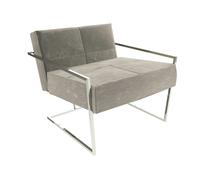 Gillmore Federico Armchairs - Grey Mushroom Velvet - Chrome (Polished Stainless Steel)