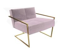 Gillmore Federico Armchairs - Pink Plush Velvet - Brass Brushed