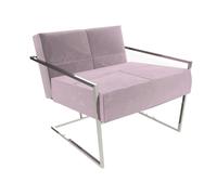 Gillmore Federico Armchairs - Pink Plush Velvet - Chrome (Polished Stainless Steel)