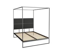 Gillmore Federico Canopy Bed Frame & Headboard - Double - Black Matt Powder - Black Oak Veneer