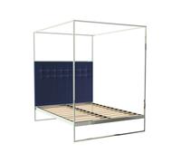 Gillmore Federico Canopy Bed Frame & Headboard - Double - Chrome (Polished Stainless Steel) - Blue Midnight Velvet
