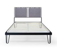 Gillmore Finn Bedsteads - King - Matt Black - Pewter Grey Upholstered