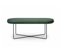 Gillmore Finn Ottoman Stools - Matt Black - Green Seat Upholstery