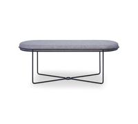 Gillmore Finn Ottoman Stools - Matt Black - Pewter Grey Seat Upholstery