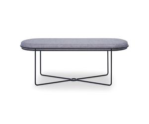 Gillmore Finn Ottoman Stools - Matt Black - Pewter Grey Seat Upholstery