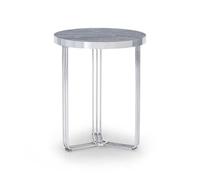 Gillmore Finn Side Tables - Polished Stainless Steel - Dark Wood Laminate