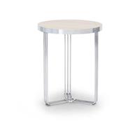 Gillmore Finn Side Tables - Polished Stainless Steel - Light Wood Laminate