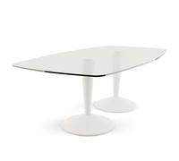 Gillmore Iona Glass Top Double Pedestal Large Rectangular Dining Table - White - White - Clear Glass