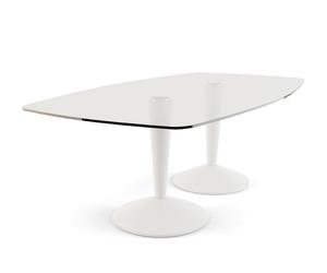 Gillmore Iona Glass Top Double Pedestal Large Rectangular Dining Table - White - White - Clear Glass