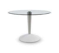 Gillmore Iona Large Round Dining Tables - Gloss White - Gloss White - Clear Tempered Glass
