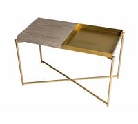 Gillmore Iris Combination Top Side Tables - Weathered Oak - Brushed Brass
