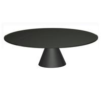 Gillmore Oscar Round Coffee Tables - Large - Black Glass - Black Matt Powder